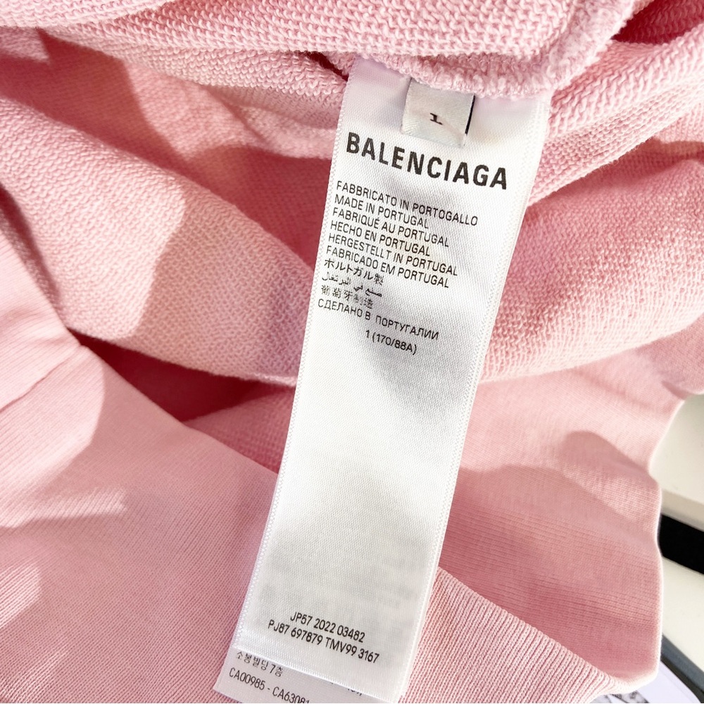 NWT Balenciaga logo-print cotton hoodie light pink - Picture 5 of 11